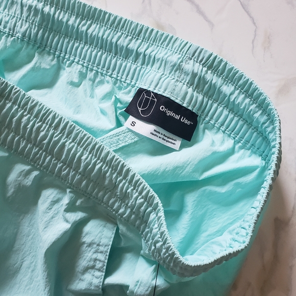 Womens Swim Shorts Small Mint Blue Mesh Pockets Draw String - Picture 3 of 5